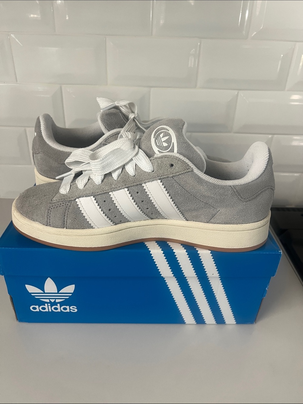 Men's adidas Campus 00's, gray with white accents, Men's size 8